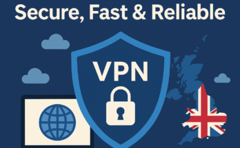 The 7 best VPNs for UK users in 2025, showing a pic of a laptop, a VPN shield, and Britain painted with a Union Jack.