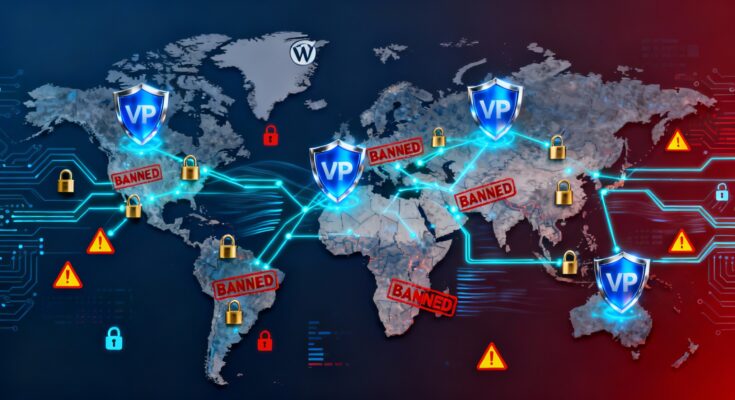 VPN map illustrating countries where VPNs are banned.