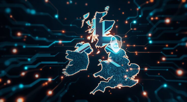 UK map with VPN shield and padlock representing the Online Safety Act VPN surge